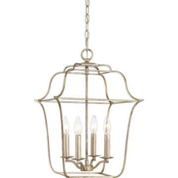 Gallery Four Light Foyer Pendant in Century Silver Leaf by Quoizel