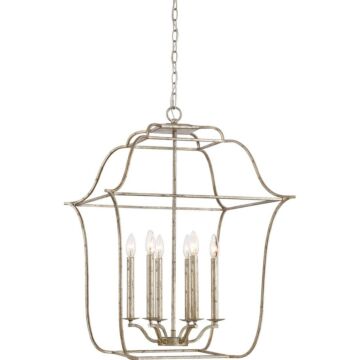 Gallery Six Light Foyer Pendant in Century Silver Leaf by Quoizel