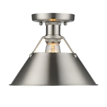 Orwell PW One Light Flush Mount in Pewter by Golden