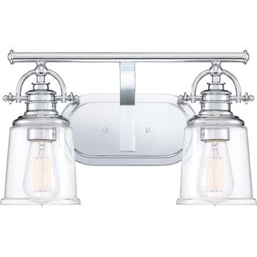 Quoizel Grant 2 Light 10 Inch Bathroom Vanity Light in Polished Chrome