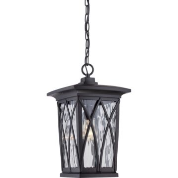 Grover One Light Outdoor Hanging Lantern in Mystic Black by Quoizel