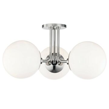 Stella Three Light Semi Flush Mount in Polished Nickel by Mitzi