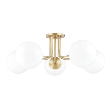 Stella Five Light Semi Flush Mount in Aged Brass by Mitzi