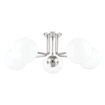 Stella Five Light Semi Flush Mount in Polished Nickel by Mitzi