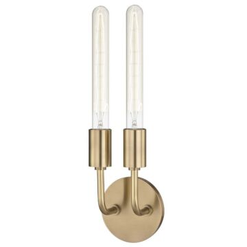 Ava Two Light Wall Sconce in Aged Brass by Mitzi