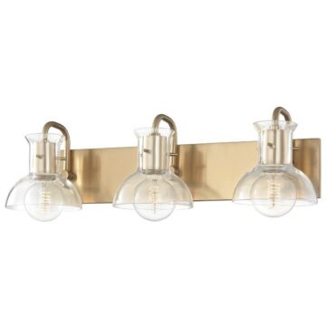 Riley Three Light Bath and Vanity in Aged Brass by Mitzi