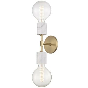 Asime Two Light Wall Sconce in Aged Brass by Mitzi