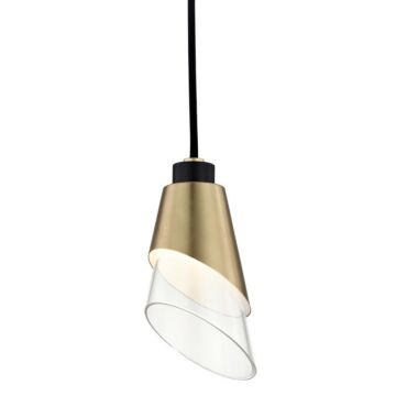 Angie LED Pendant in Aged Brass Black by Mitzi