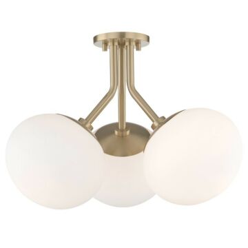 Estee Three Light Semi Flush Mount in Aged Brass by Mitzi