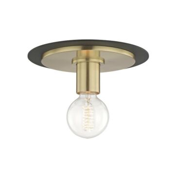 Milo One Light Flush Mount in Aged Brass Black by Mitzi