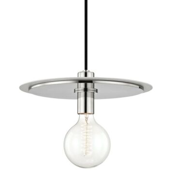 Milo One Light Pendant in Polished Nickel White by Mitzi