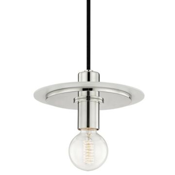 Milo One Light Pendant in Polished Nickel White by Mitzi