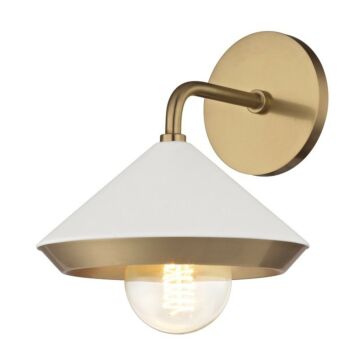 Marnie One Light Wall Sconce in Aged Brass Soft Off White by Mitzi