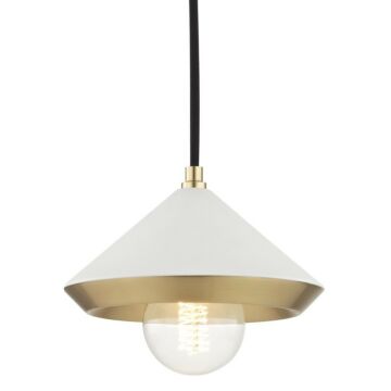 Marnie One Light Pendant in Aged Brass Soft Off White by Mitzi