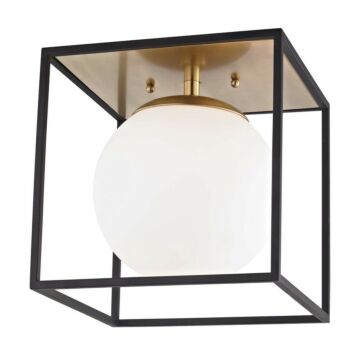 Aira One Light Flush Mount in Aged Brass Black by Mitzi