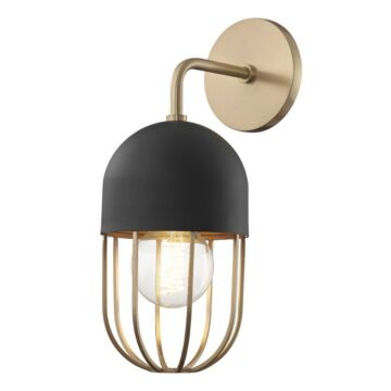 Haley One Light Wall Sconce in Aged Brass Black by Mitzi