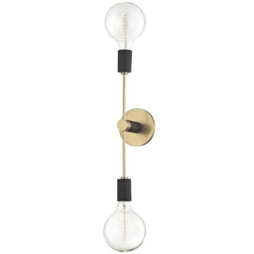 Astrid Two Light Wall Sconce in Aged Brass Black by Mitzi