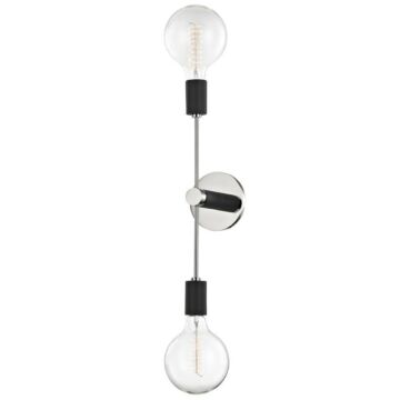 Astrid Two Light Wall Sconce in Polished Nickel Black by Mitzi