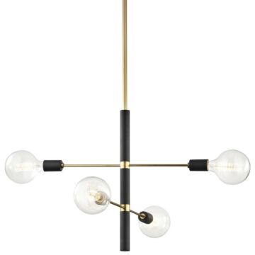 Astrid Four Light Chandelier in Aged Brass Black by Mitzi