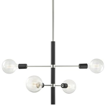 Astrid Four Light Chandelier in Polished Nickel Black by Mitzi