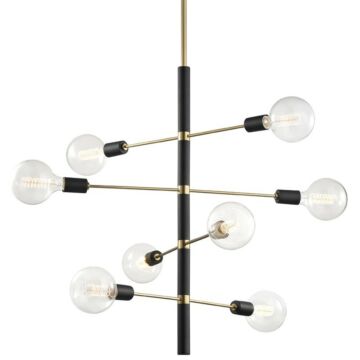 Astrid Eight Light Chandelier in Aged Brass Black by Mitzi