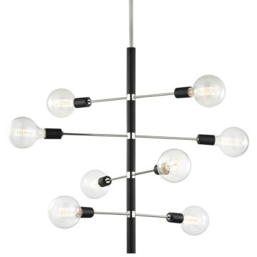 Astrid Eight Light Chandelier in Polished Nickel Black by Mitzi