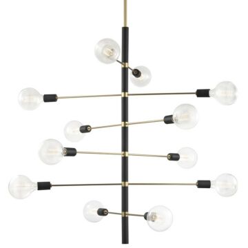 Astrid 12 Light Chandelier in Aged Brass Black by Mitzi