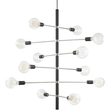 Astrid 12 Light Chandelier in Polished Nickel Black by Mitzi