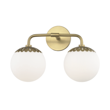Paige Two Light Bath and Vanity in Aged Brass by Mitzi