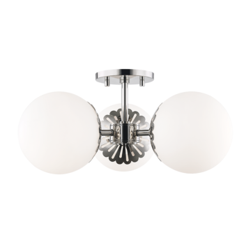 Paige Three Light Semi Flush Mount in Polished Nickel by Mitzi