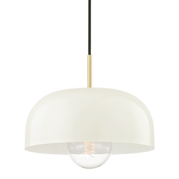 Avery One Light Pendant in Aged BrassCream by Mitzi