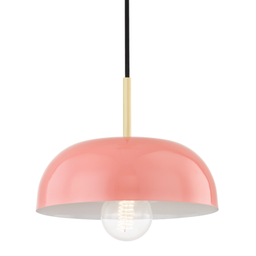 Avery One Light Pendant in Aged Brass Pink by Mitzi