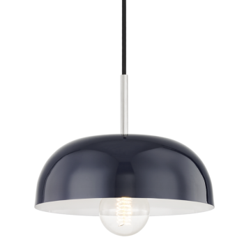 Avery One Light Pendant in Polished Nickel Navy by Mitzi