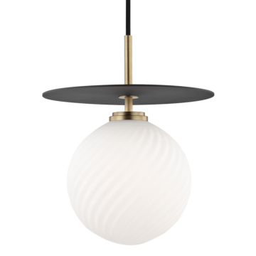 Mitzi Ellis 13 Inch Pendant Light in Aged Brass and Black