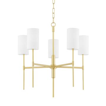 Olivia Five Light Chandelier in Aged Brass by Mitzi
