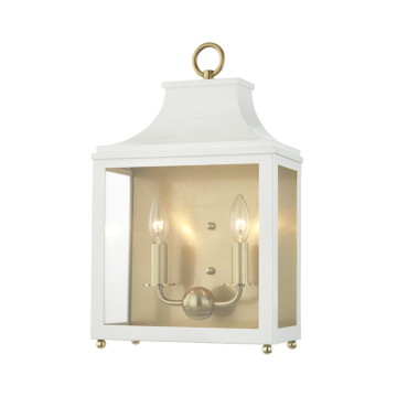 Leigh Two Light Wall Sconce in Aged BrassSoft Off White by Mitzi