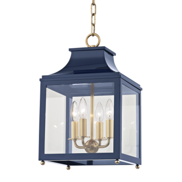 Leigh Four Light Lantern in Aged BrassNavy by Mitzi
