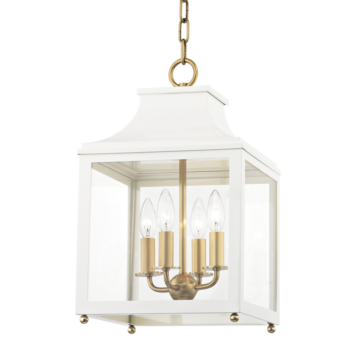 Leigh Four Light Lantern in Aged BrassSoft Off White by Mitzi