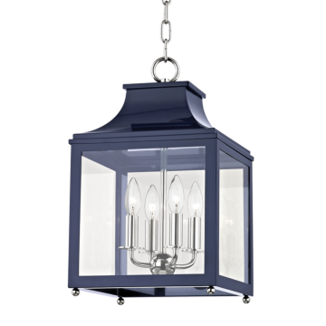 Leigh Four Light Lantern in Polished NickelNavy by Mitzi
