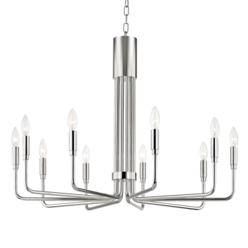 Brigitte Ten Light Chandelier in Polished Nickel by Mitzi