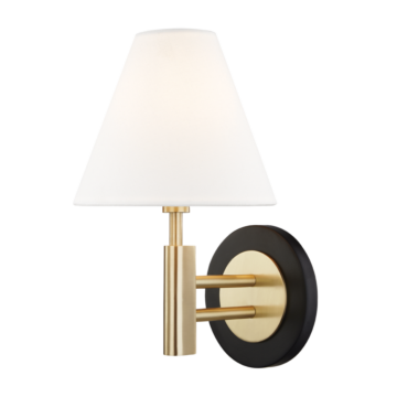 Robbie One Light Wall Sconce in Aged BrassBlack by Mitzi
