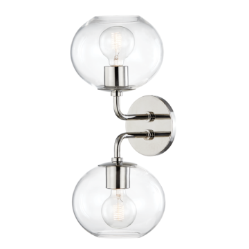 Margot Two Light Wall Sconce in Polished Nickel by Mitzi
