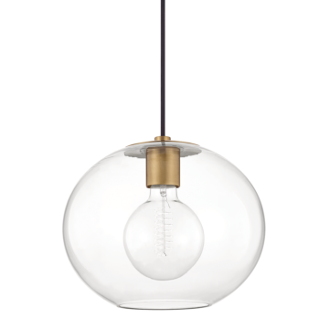Margot One Light Pendant in Aged Brass by Mitzi
