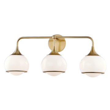 Reese Three Light Bath and Vanity in Aged Brass by Mitzi