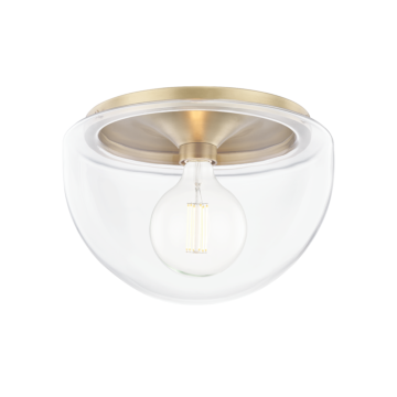 Grace One Light Flush Mount in Aged Brass by Mitzi