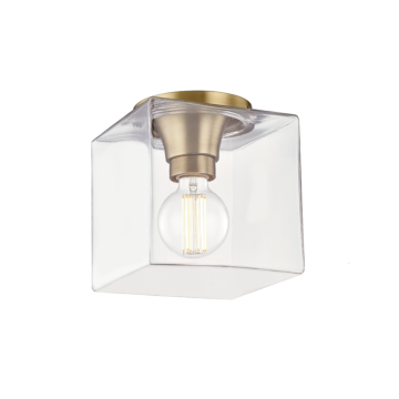 Grace One Light Flush Mount in Aged Brass by Mitzi
