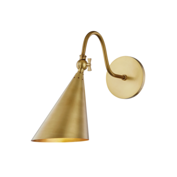 Lupe One Light Wall Sconce in Aged Brass by Mitzi