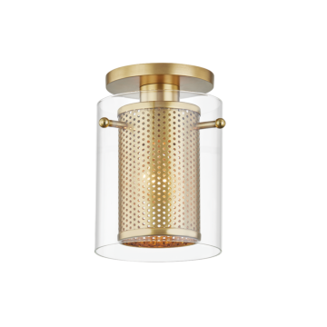 Elanor One Light Semi Flush Mount in Aged Brass by Mitzi