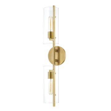 Ariel Two Light Wall Sconce in Aged Brass by Mitzi