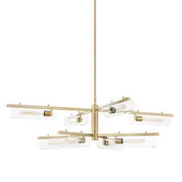 Ariel Eight Light Chandelier in Aged Brass by Mitzi